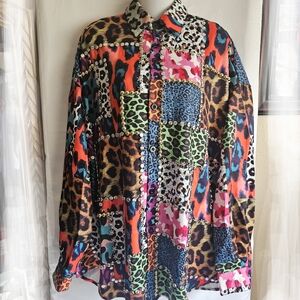 AKIRA Multicolor Patchwork Blouse